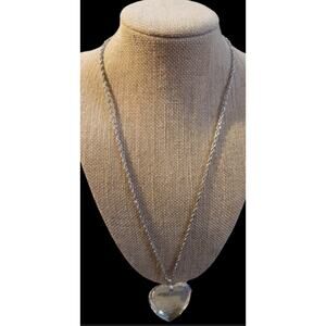 Silver Toned Rope Chain with Acrylic Heart "Love"